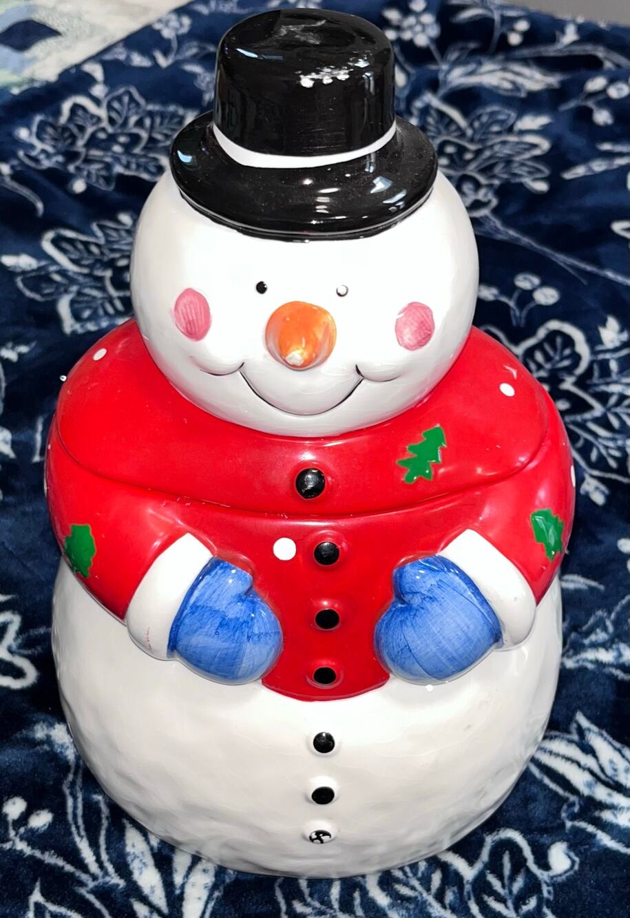 Vintage Snowman Cookie Jar CoCo Dowley Christmas Holidays Snowballs
